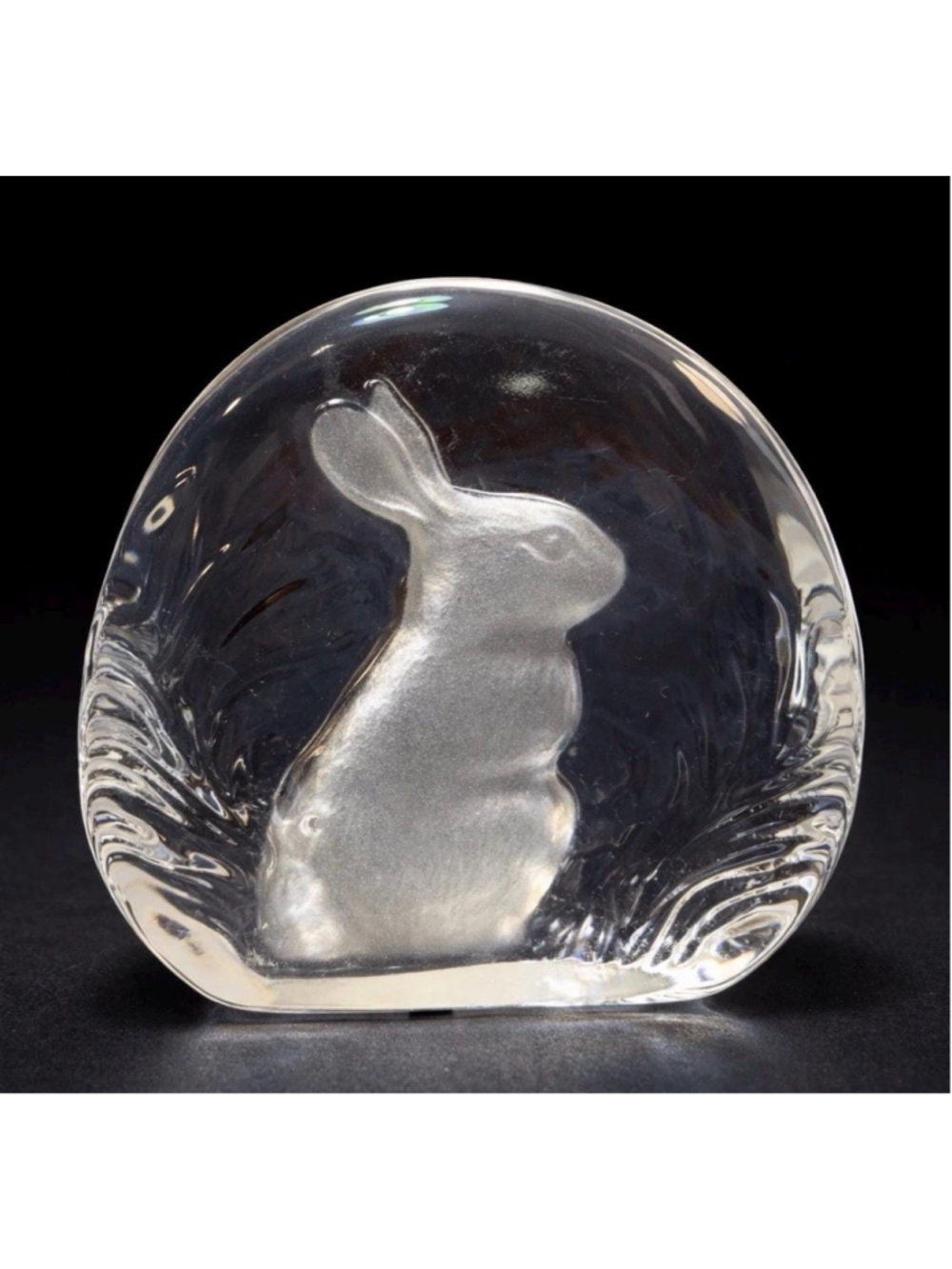 Rabbit Crystal Clear Paperweight Zajecar Yugoslavia Vintage